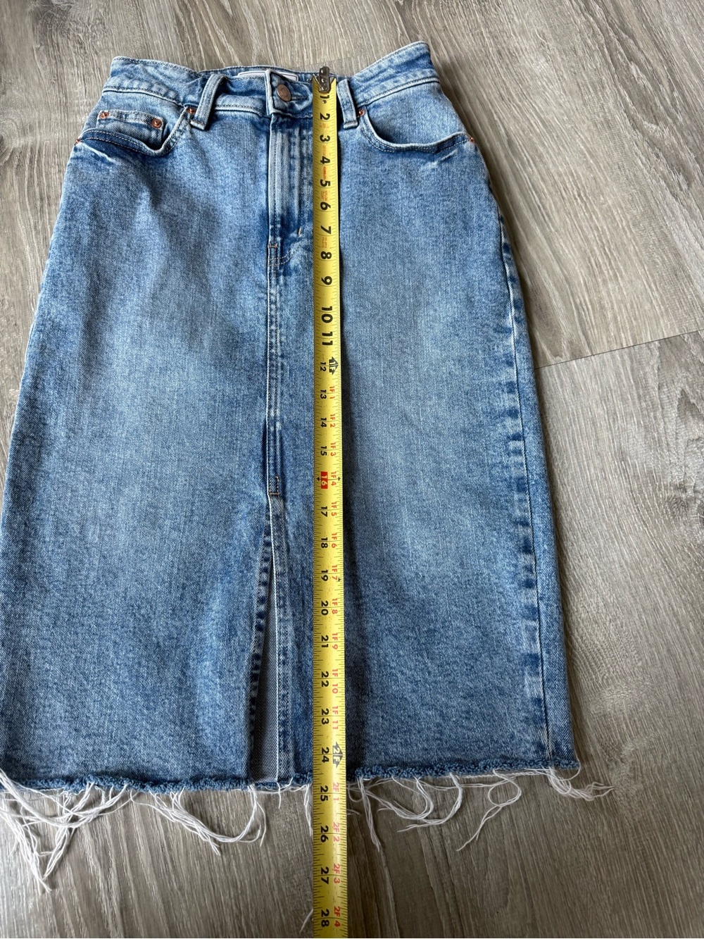 Gap Iconic Denim Midi Pencil Skirt with front split fringe fall western classic - Picture 4 of 6